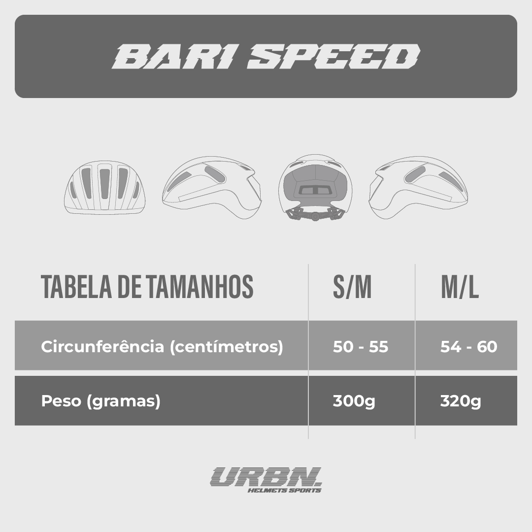 Capacete Urban Sports Bari Speed Preto Noturno